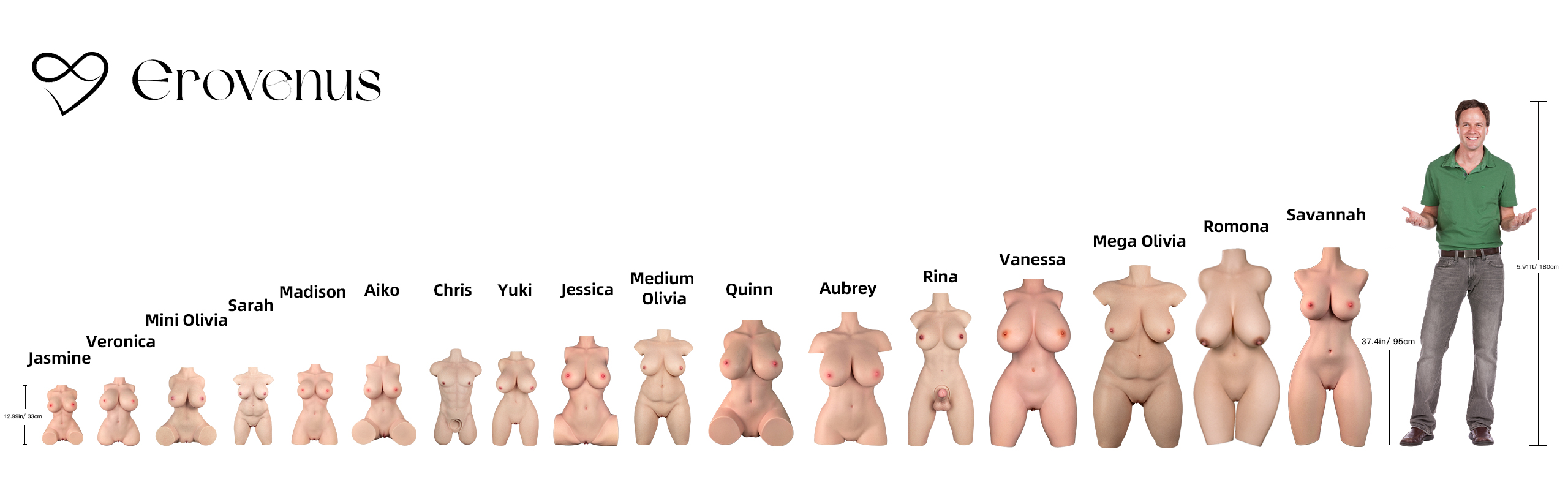 Half-Body Sex Doll Height Comparison